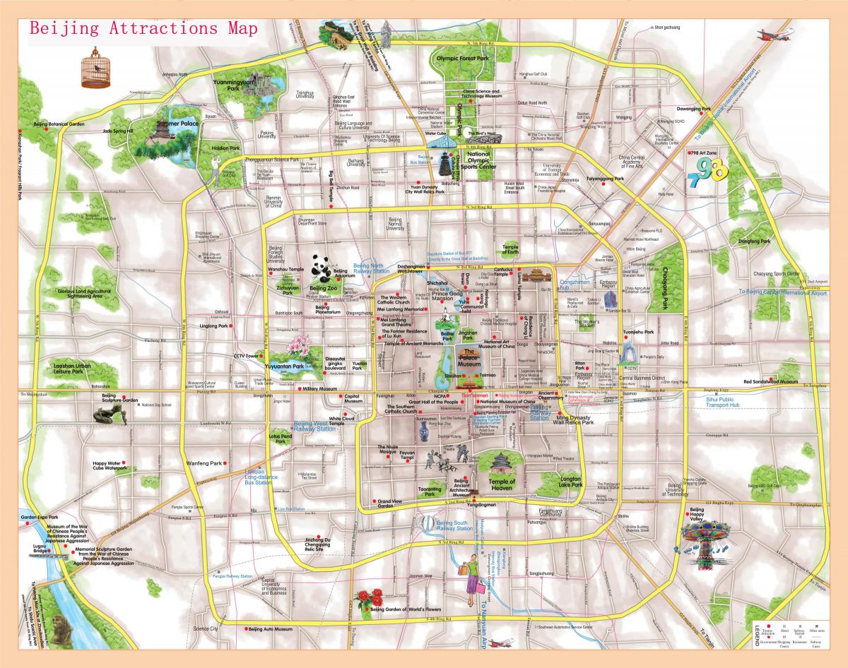 Plan des attractions de Beijing (Peking)