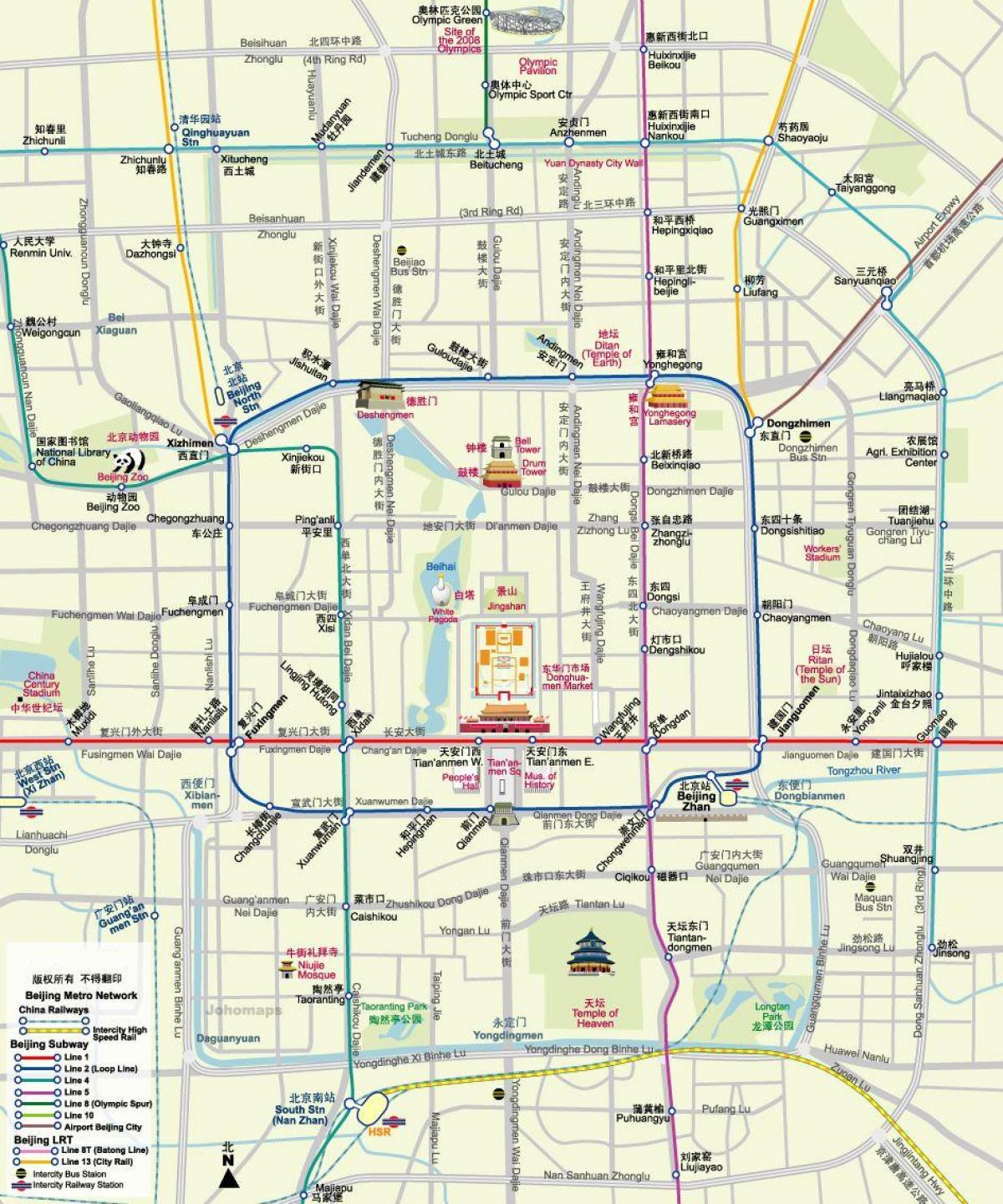 Plan des excursions à pied de Beijing (Peking)