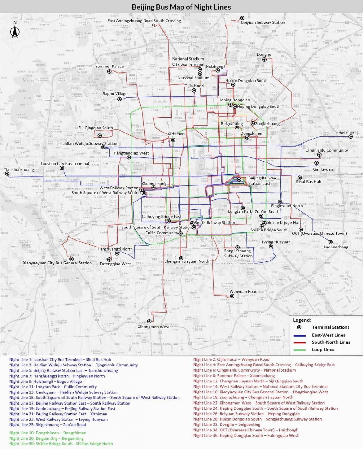 Plan des stations bus de Beijing (Peking)