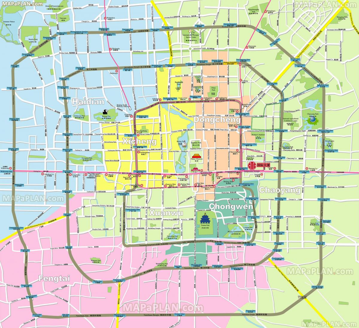 Plan des quartiers de Beijing (Peking)
