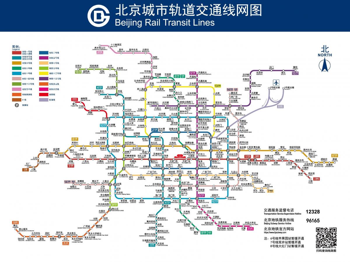 Plan du chemin de fer de Beijing (Peking)