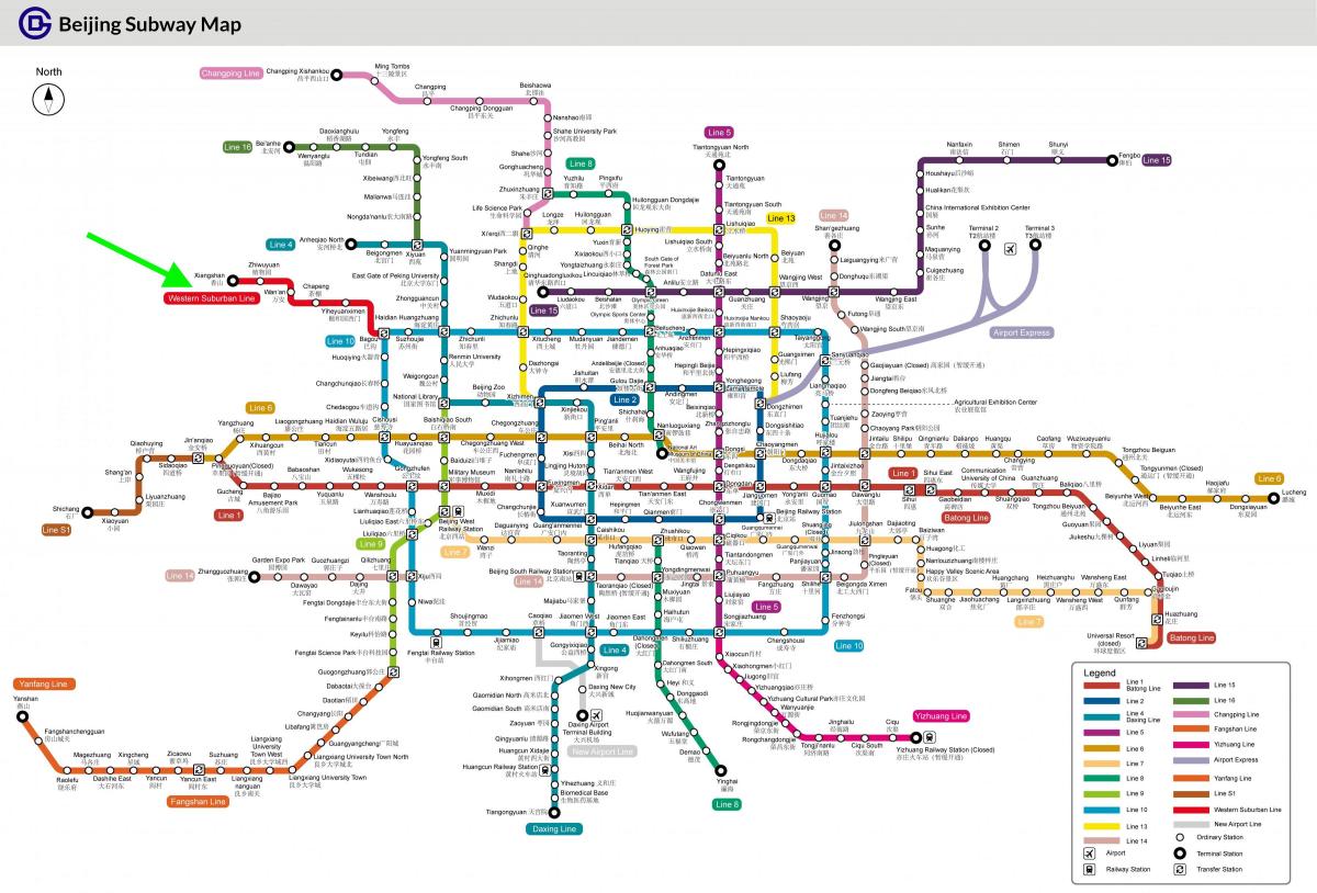 Plan des stations de tramway de Beijing (Peking)